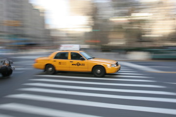 Plakat Taksówka w Nowym Jorku, na Manhattanie, Piątej Alei
