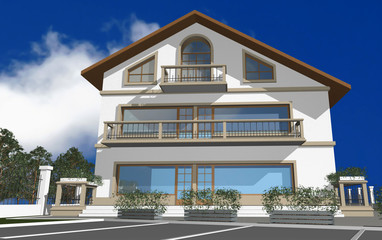 3D render of modern house