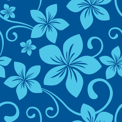 Seamless Navy Blue Plumeria Pattern