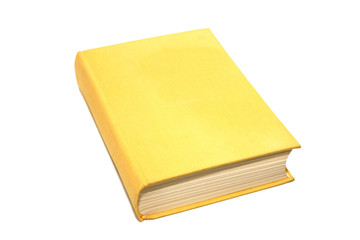 Yellow antique book isolated on white.