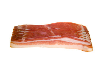Raw bacon slices isolated on white