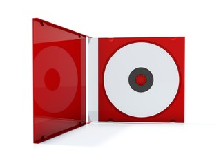 Red cd box isolated on white