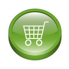 Glossy 3D Shopping Cart Icon Button