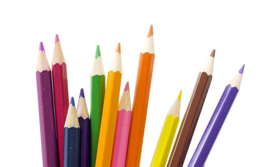 colorful pencils on white