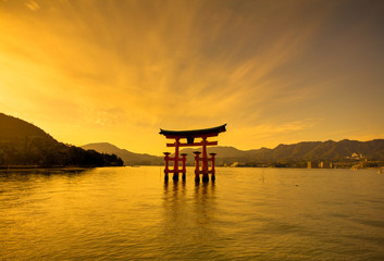 Unesco world heritage shrine gate at sunset - 11840065