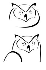 Two owl head tribal tattoos