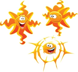 Selbstklebende Fototapeten Types of cartoon Sun © ddraw
