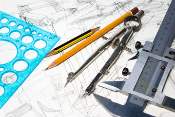 architecture blueprint & drawing instruments