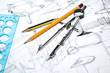 architecture blueprint & drawing instruments