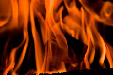 Fire in a fireplace