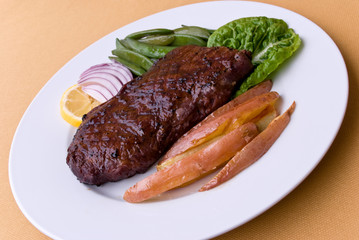 Roastbeef Steak mit Roten Kartoffeln,grünen Bohnen