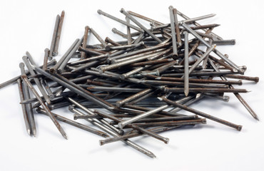 Group of finish nails for hanging art or joining wood.