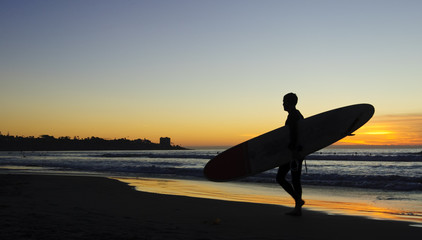 Surfer at sunset