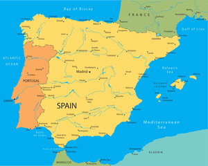 Vector map of Spain and Portugal