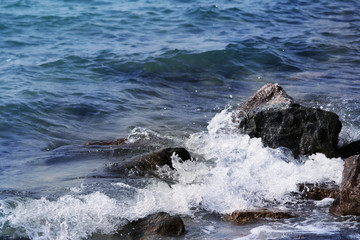 Wave crashing on the rocks