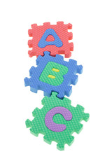 Colorful puzzle blocks A B C