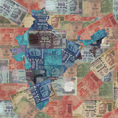 India map with Rupees