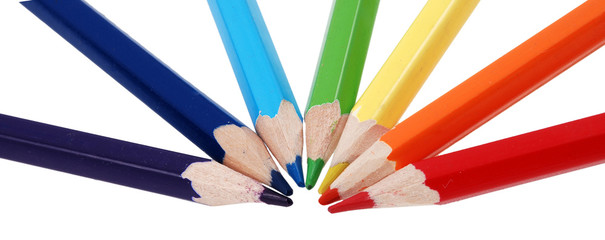 Naklejka premium colored pencil on a white background
