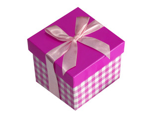 pink gift box isolated on white