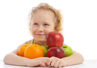 Fototapeta na wymiar Girl with fruit