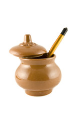 Pottery and russian traditional spoon