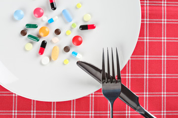 Various pills on a plate