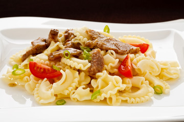 Pasta with meat and vegetables