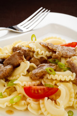 Pasta with meat and vegetables