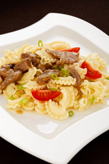 Pasta with meat and vegetables