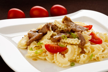 Pasta with meat and vegetables