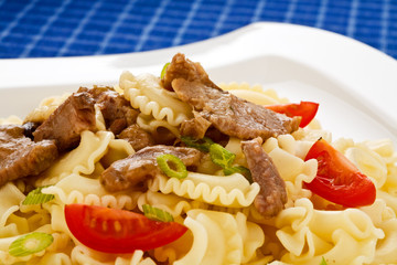 Pasta with meat and vegetables