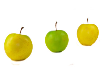 fresh green and yellow apple isolated on white