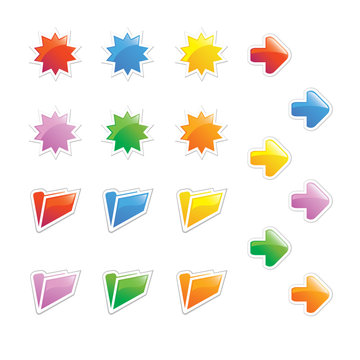 Vector set of color glass buttons for player. For web design.