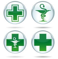 Pharmacy buttons set