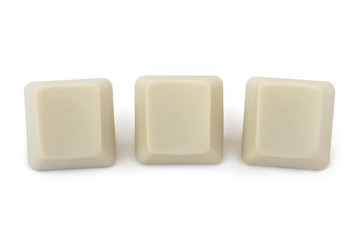 Three blank computer buttons