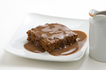 hot chocolate brownie with walnuts and vanilla