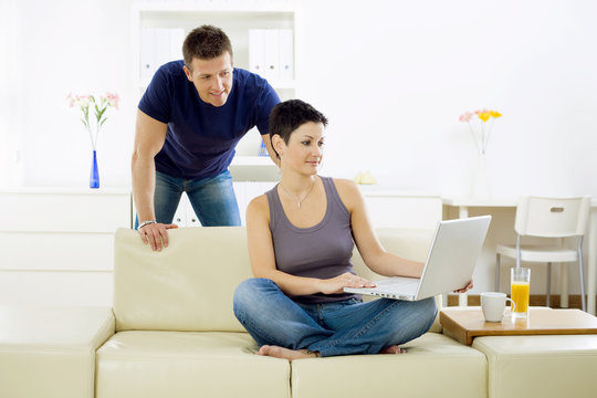 Young couple with computer