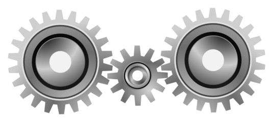 Silver gear set on the white background