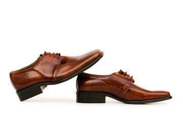 Brown shoes isolated on the white background