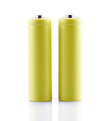 Yellow battery isolated on white