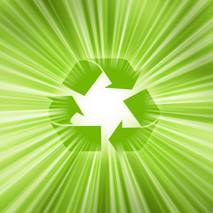 Recycle symbol with light beams