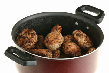 Meat cutlets in a pan