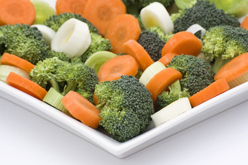 leek, carrots and broccoli