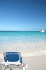 Tropical Paradise - Lounge Chair on White Sand Beach and Ocean B