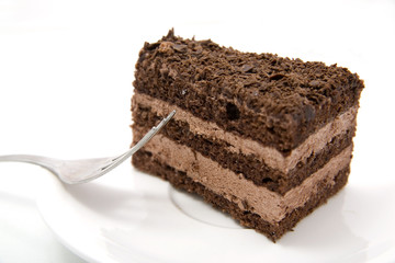 Slice of chocolate cream cake