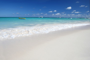 Fototapeta na wymiar Tropical Paradise - White Sand Beach i Ocean Background