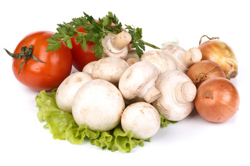 Fresh mushrooms with vegetables