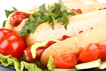 Hot dog with vegetables