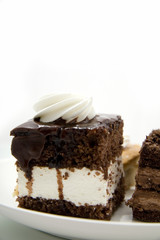 chocolate cakes on white background