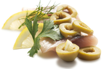 Herring with lemon and olive